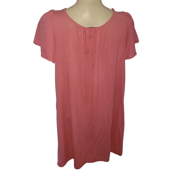 Shadowline Womens Pink Nightgown W/ Rose‎ Embroidery & Flowy Short Sleeves - Picture 4 of 6